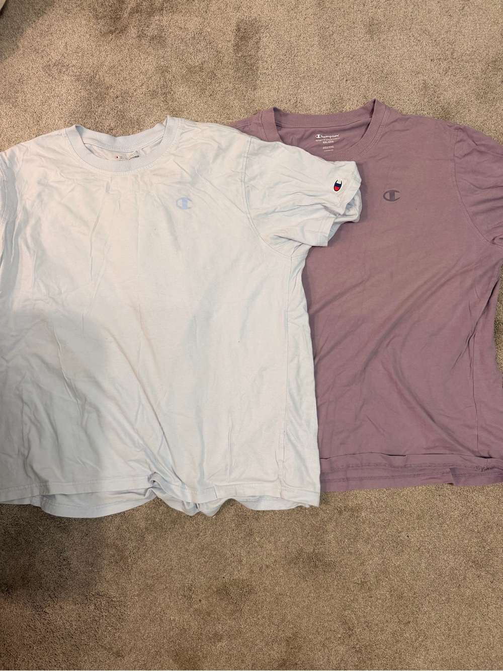 Champion Men’s Short Sleeve Crewneck Tee in White and Mauve